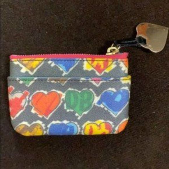 Dooney & Burke Hearts Coin Purse With Key Fob - Picture 3 of 5